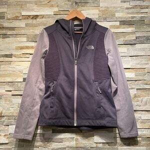 The North Face Petra Hoodie Women’s S | Quilted Moto Fleece, Purple Zip Jacket